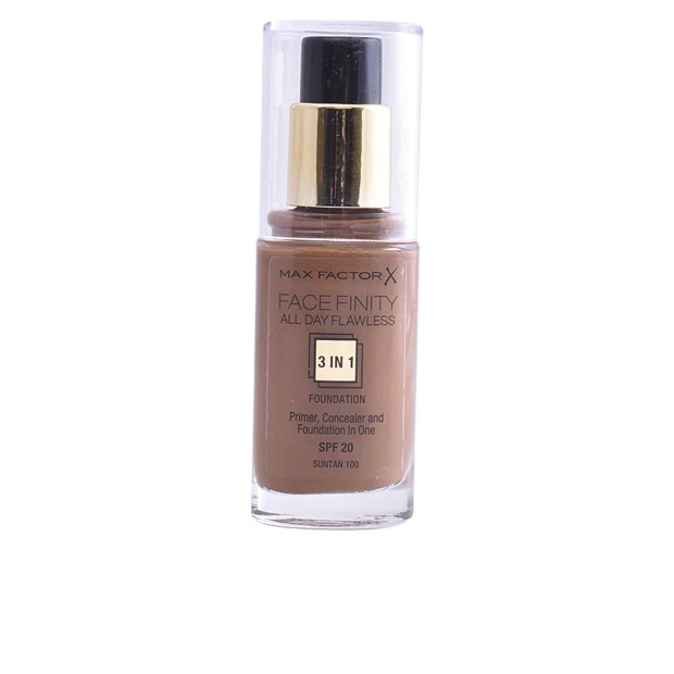 Facefinity All Day Flawless 3 em 1 Foundation Tom 100 suntan
