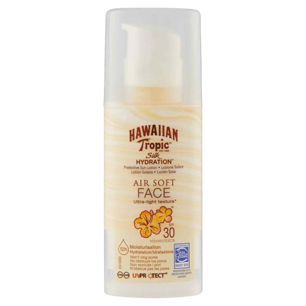 HAWAIIAN TROPIC SILK AIR SOFT FACE sun lotion SPF30