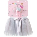 Mini-saia Prateada com Coroa Fantasia