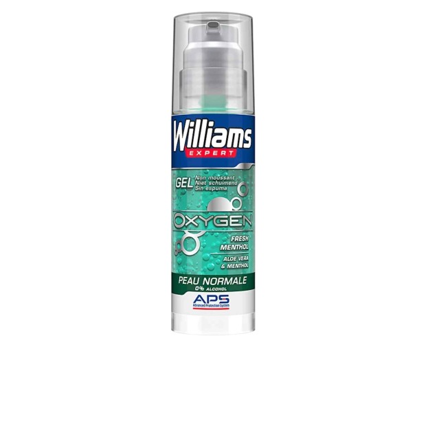 WILLIAMS EXPERT OXYGEN 0% alcohol gel de barbear pele normal